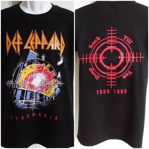 DEF LEPPARD Pyromania 80's Rock Band Black T-Shirt